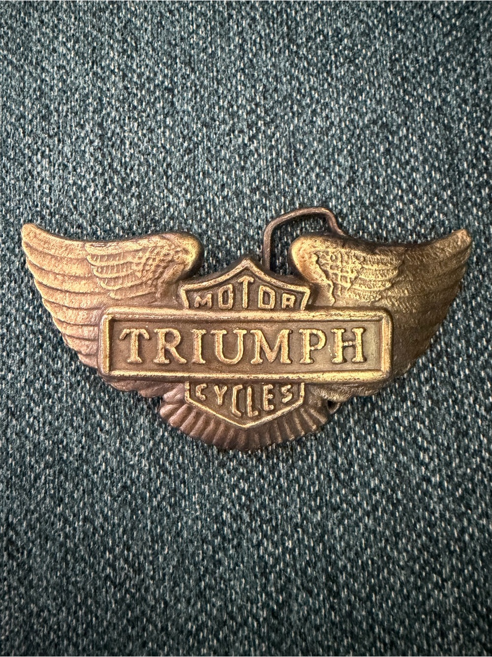 Vintage Brass Triumph Motorcycles Belt Buckle